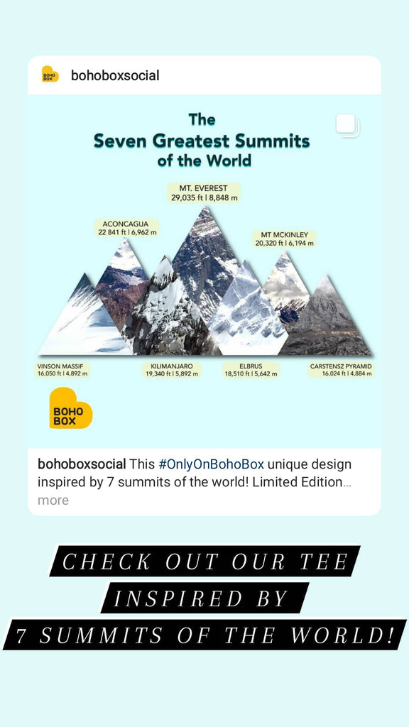 This #OnlyOnBohoBox unique design inspired by 7 summits of the world! Limited Edition Tee