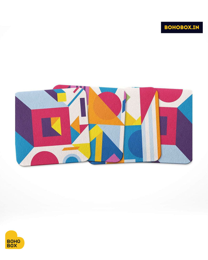 Add some colors to your corporate life with these abstract design coasters!
