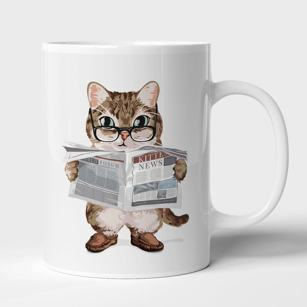 Kitten reading news paper | Mug