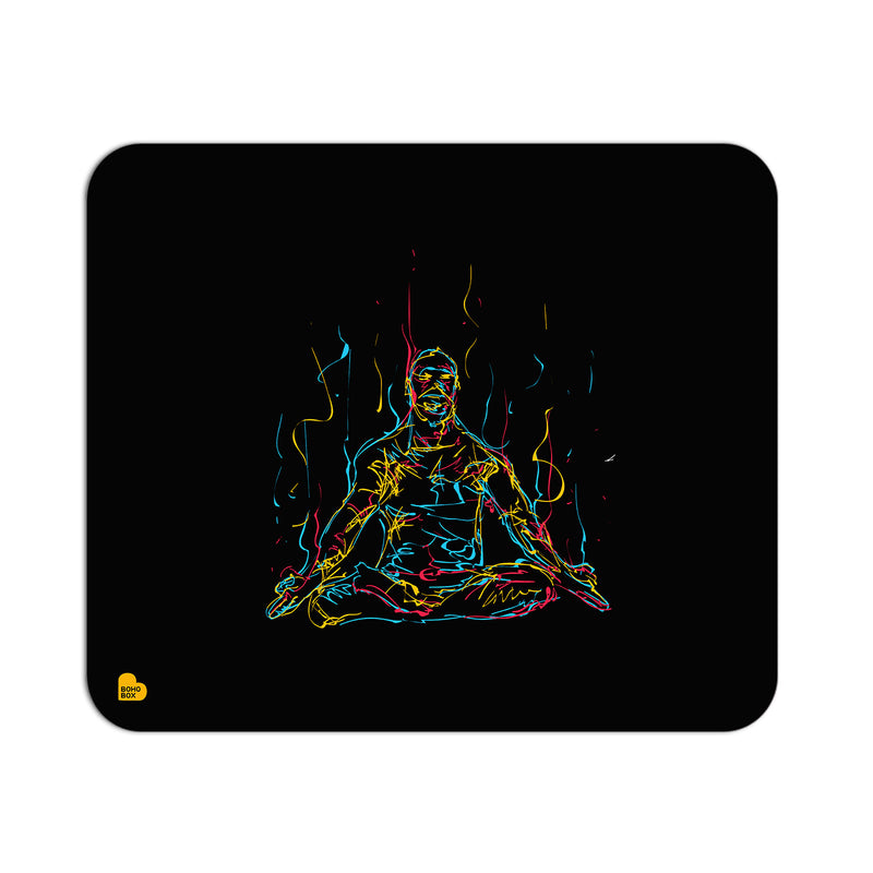 Man Meditates While Practicing Yoga | Mouse Pad