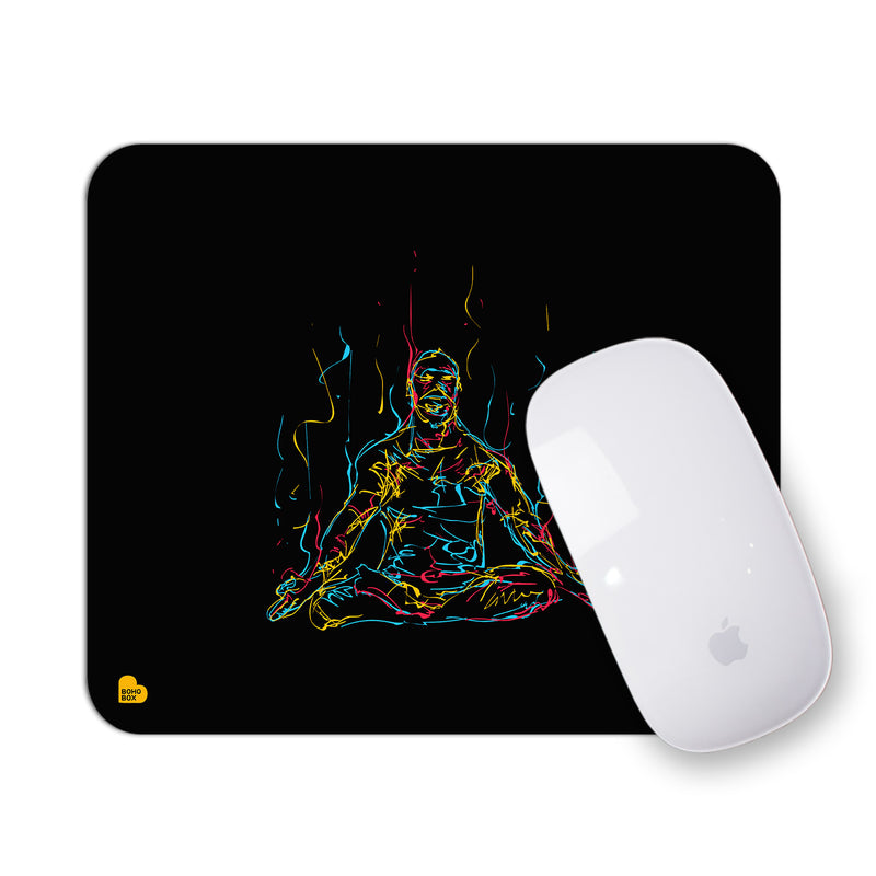 Man Meditates While Practicing Yoga | Mouse Pad