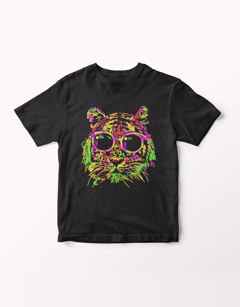 Colorful Tiger with Glasses Animal/Pet Lover | Unisex T-Shirt
