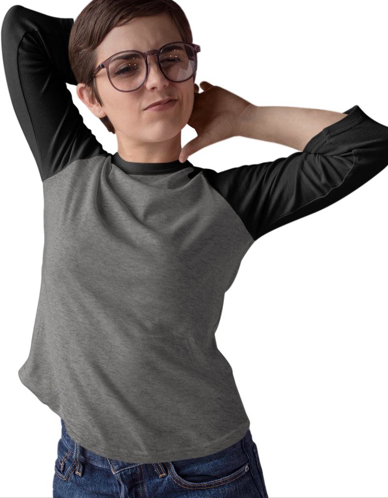 Charcoal Melange and Grey | Women's Raglan T-Shirts