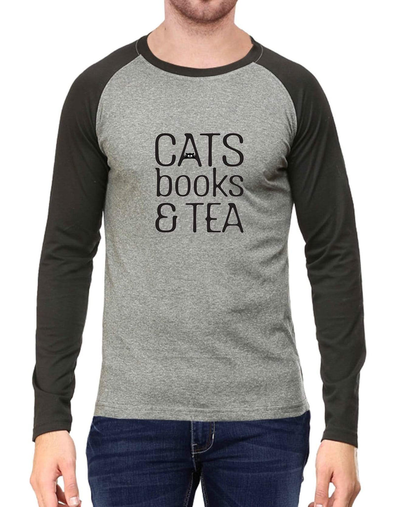 Cats books &Tea | Men's Raglan T-Shirts