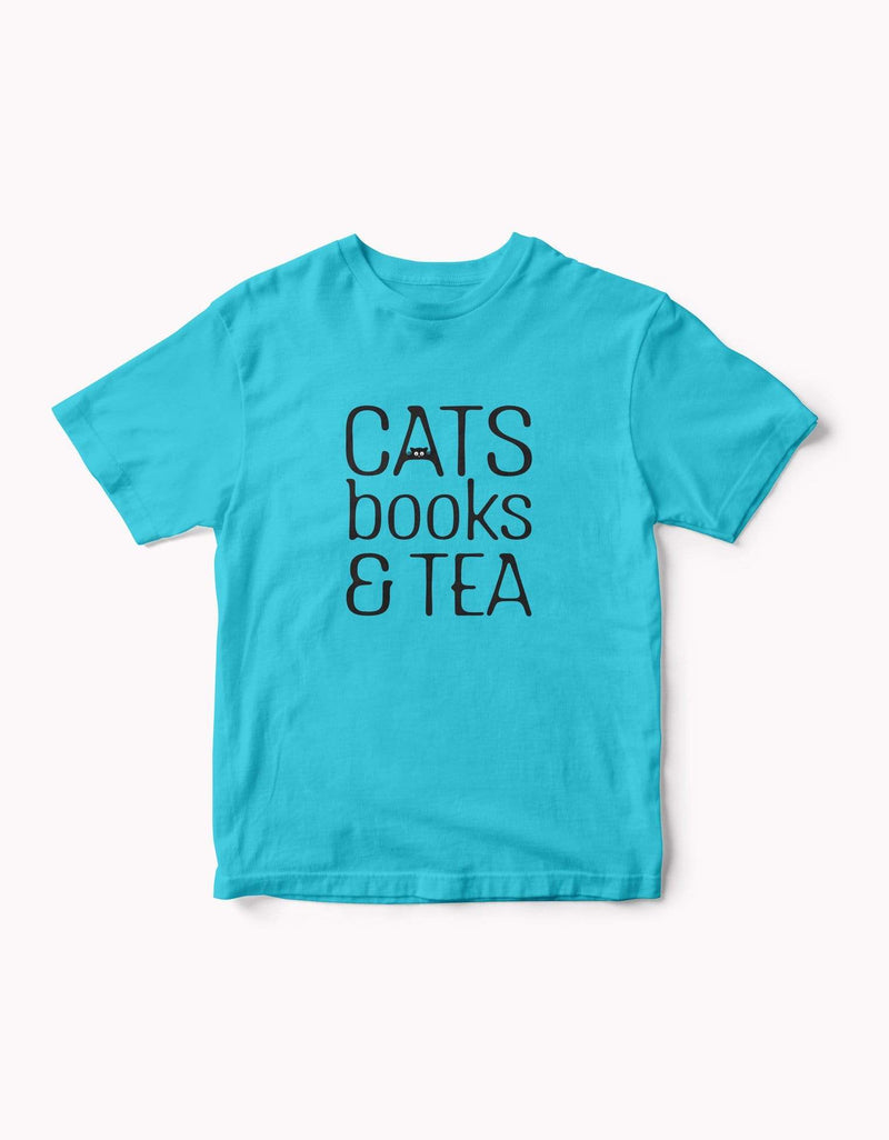 Cat, Books & Tea Printed T-shirts