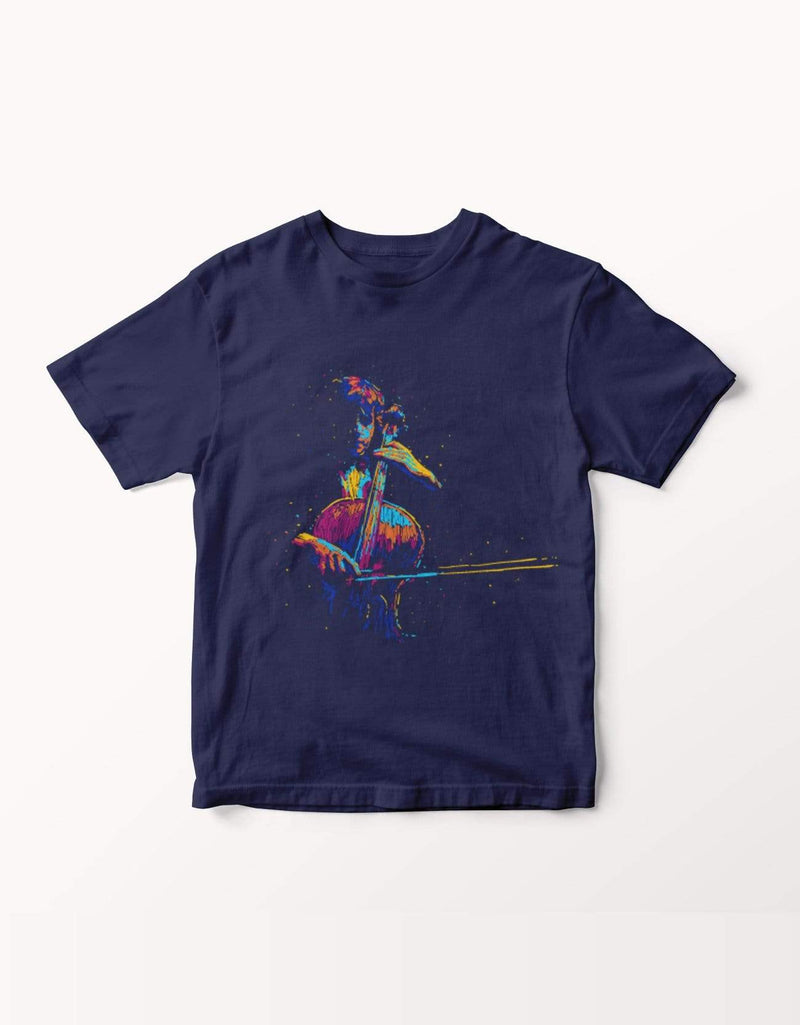 bohoboxin Unisex T-shirt half sleeve Cello Player  | T-Shirt shop tshirts online india buy travler photographer rider hiking travel yoga pet lover animal music india mumbai pune bengaluru chennai kolkata  hyderabad jaipur lucknow udaipur ahmedabad nasik nagpur indore