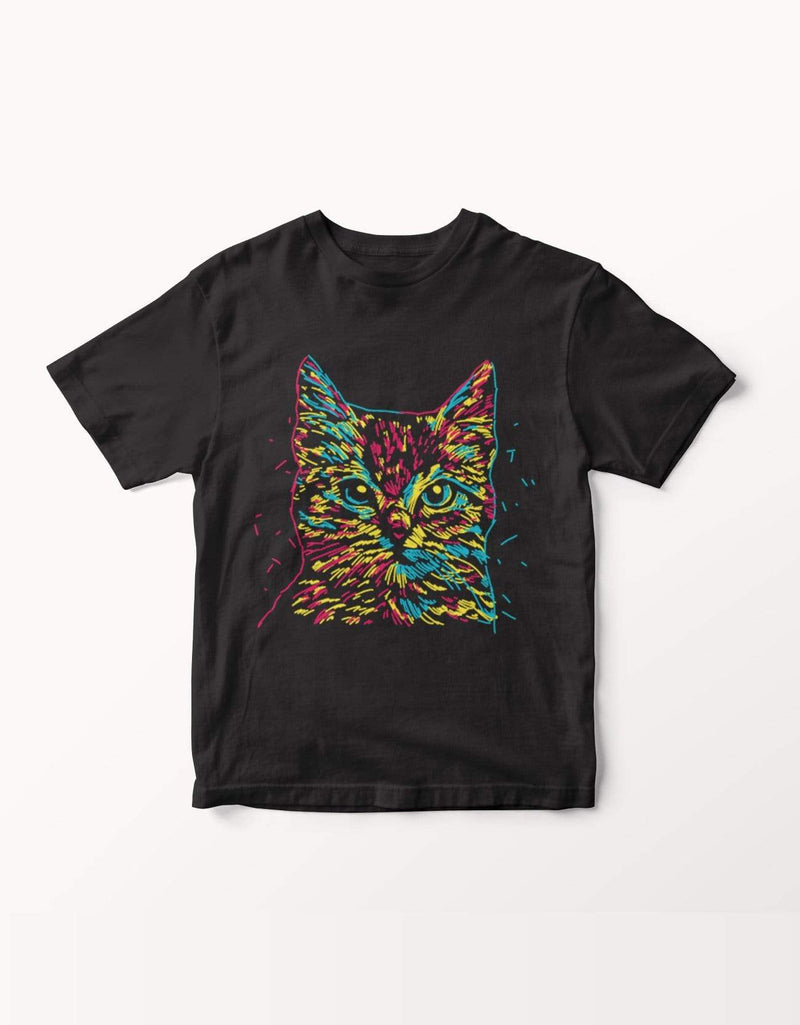 Colorful Cat Head T-shirt