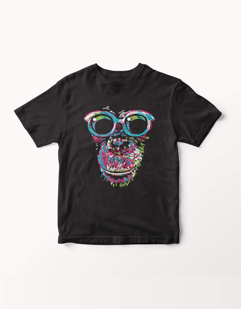 bohoboxin Unisex T-shirt half sleeve Colorful Chimp With Glasses | T-Shirt shop tshirts online india buy travler photographer rider hiking travel yoga pet lover animal music india mumbai pune bengaluru chennai kolkata  hyderabad jaipur lucknow udaipur ahmedabad nasik nagpur indore