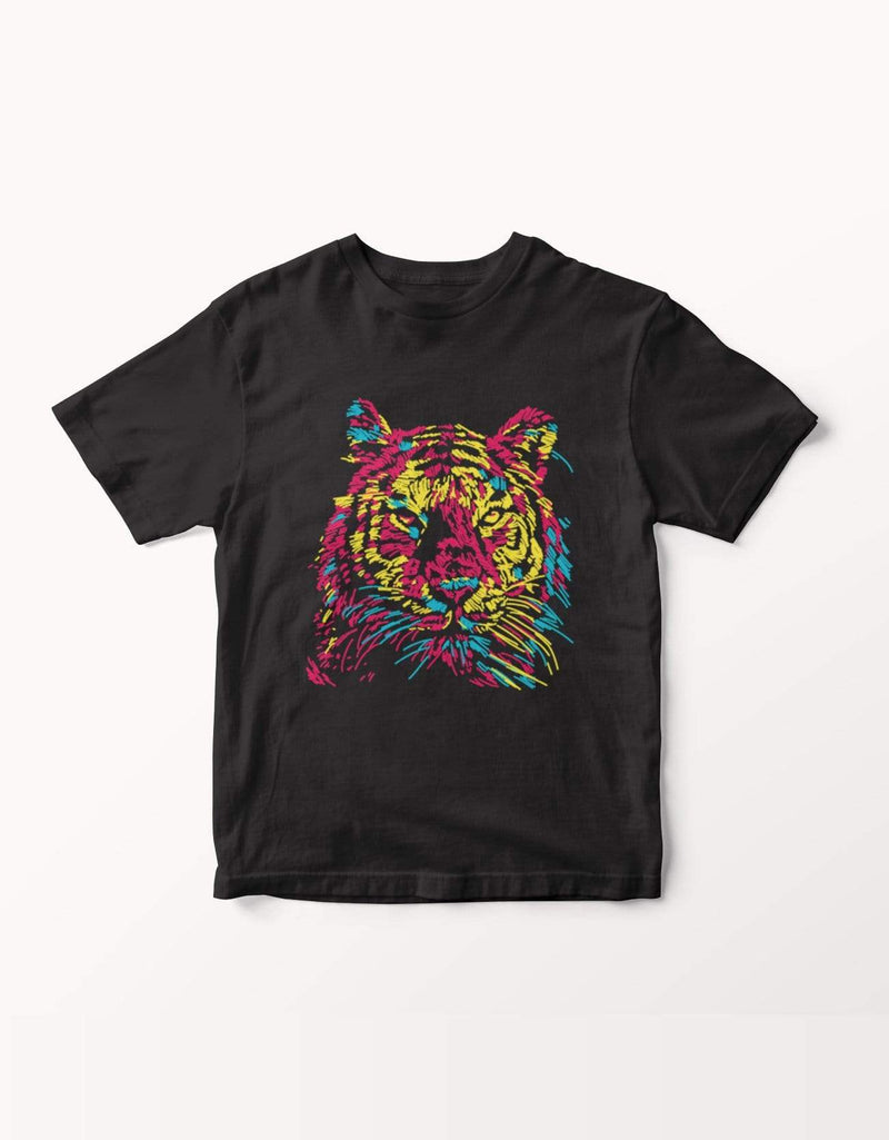 bohoboxin Unisex T-shirt half sleeve Colorful Tiger  | T-Shirt shop tshirts online india buy travler photographer rider hiking travel yoga pet lover animal music india mumbai pune bengaluru chennai kolkata  hyderabad jaipur lucknow udaipur ahmedabad nasik nagpur indore
