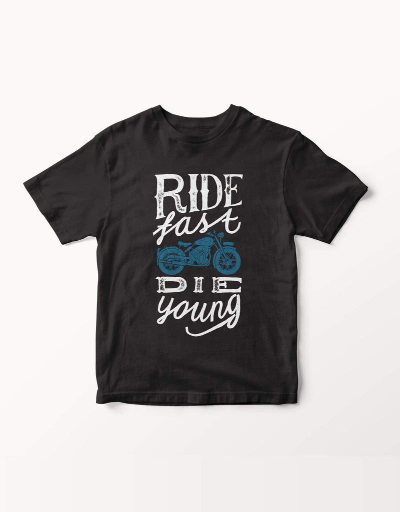 bohoboxin Unisex T-shirt half sleeve Ride Fast Die Young | T-Shirt shop tshirts online india buy travler photographer rider hiking travel yoga pet lover animal music india mumbai pune bengaluru chennai kolkata  hyderabad jaipur lucknow udaipur ahmedabad nasik nagpur indore