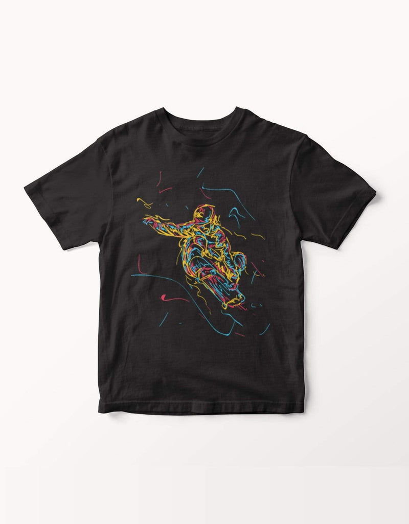 bohoboxin Unisex T-shirt half sleeve Skateboarder Doing Jump Trick | T-Shirt shop tshirts online india buy travler photographer rider hiking travel yoga pet lover animal music india mumbai pune bengaluru chennai kolkata  hyderabad jaipur lucknow udaipur ahmedabad nasik nagpur indore