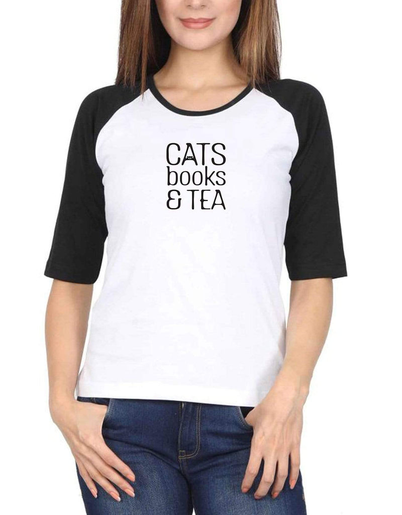 Cats books & Tea | Women's Raglan T-Shirts