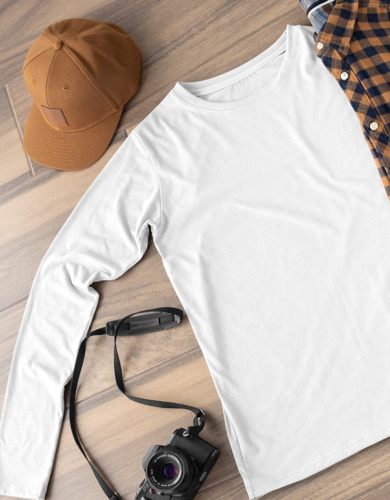Solid White  | Men's Full Sleeve T-Shirt