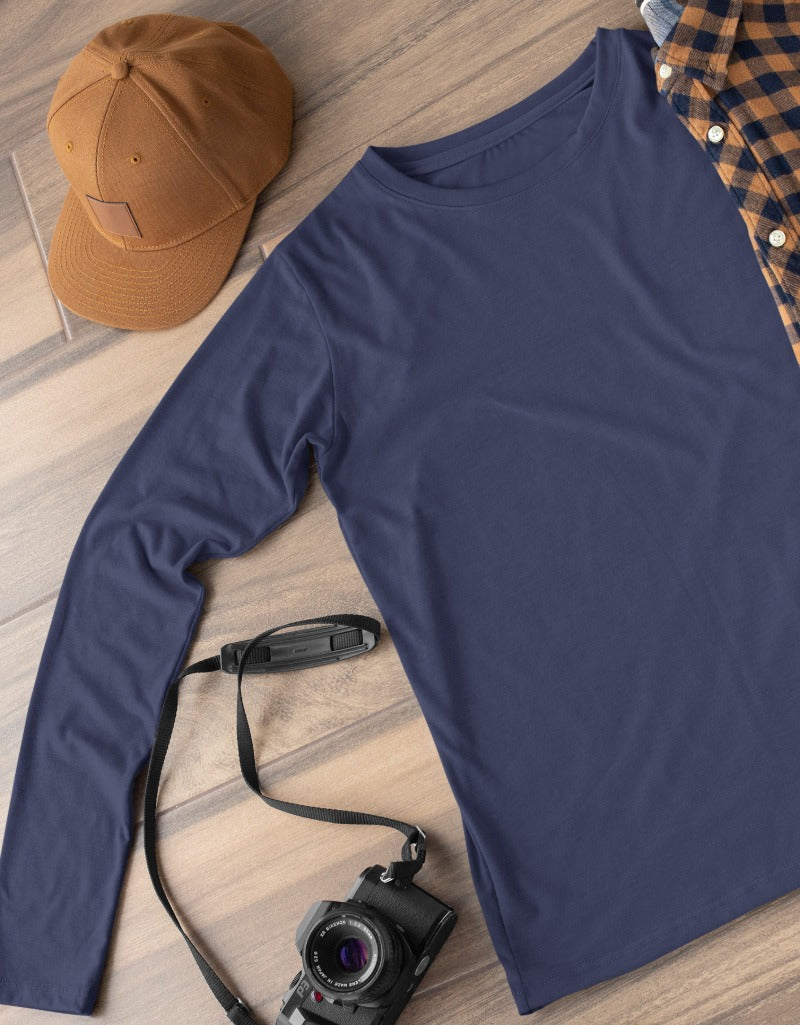 Solid Navy Blue | Men's Full Sleeve T-Shirt