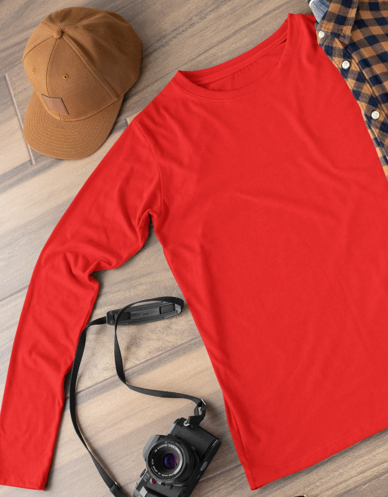 Solid Red | Men's Full Sleeve T-Shirt