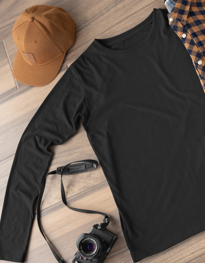 Solid Black | Men's Full Sleeve T-Shirt