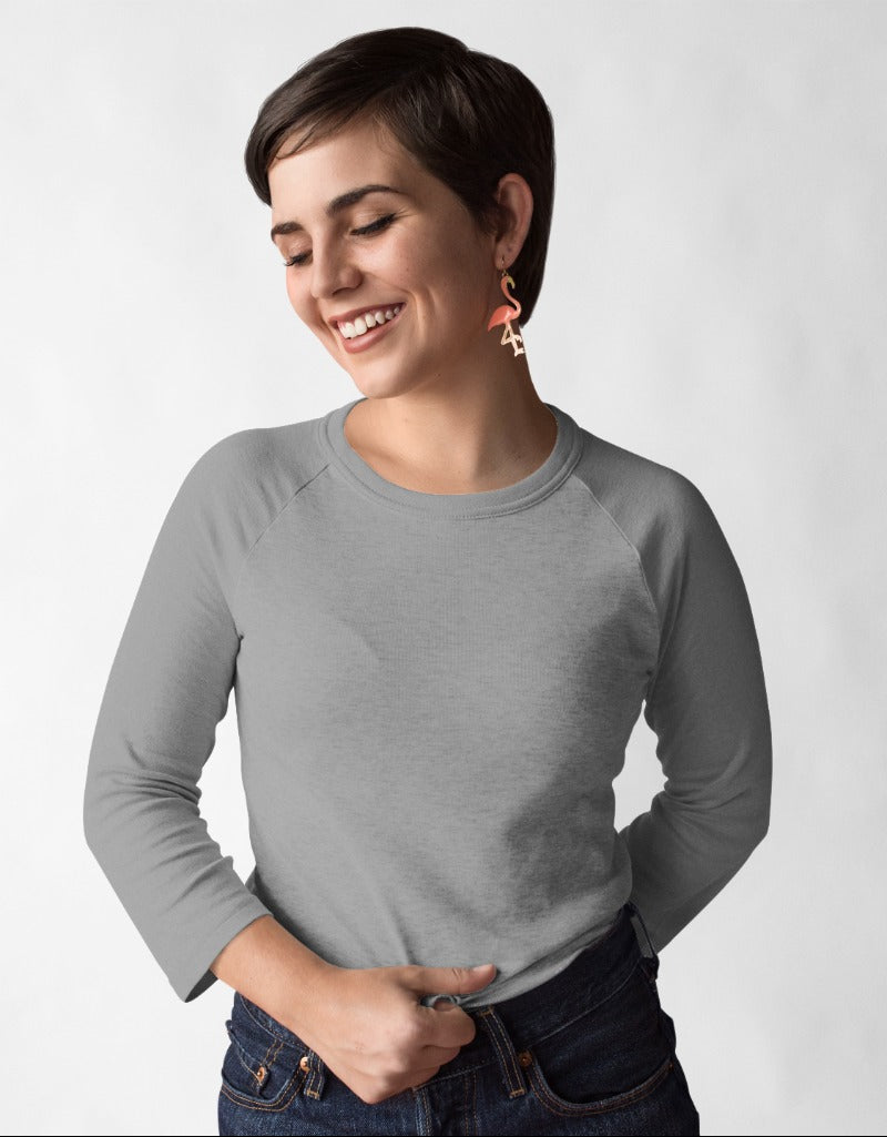 Plain Grey | Women's 3/4 th Sleeve T-Shirt