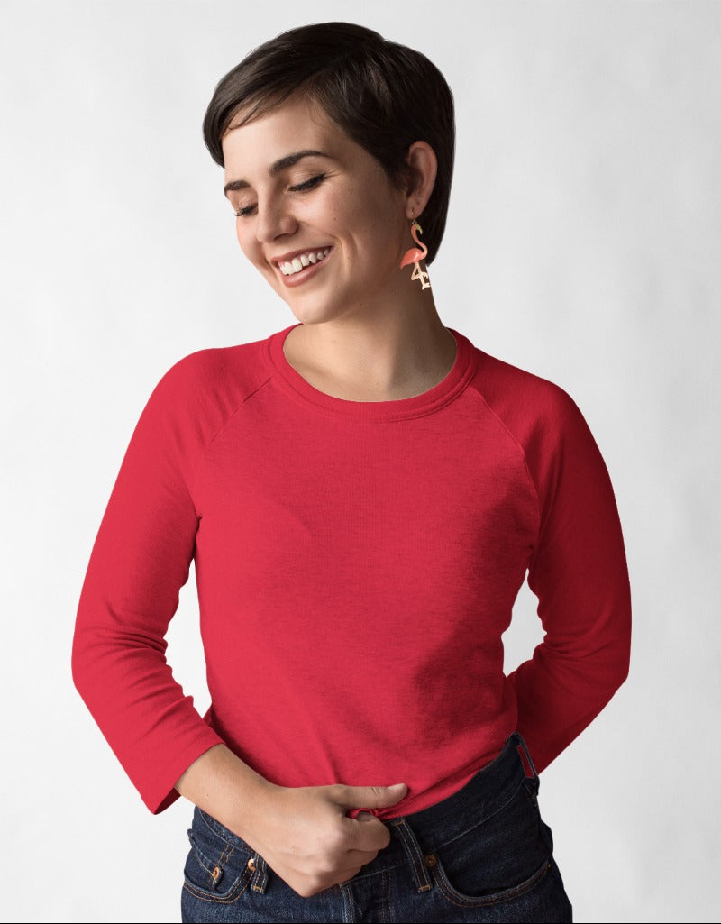 Plain Red | Women's 3/4 th Sleeve T-Shirt