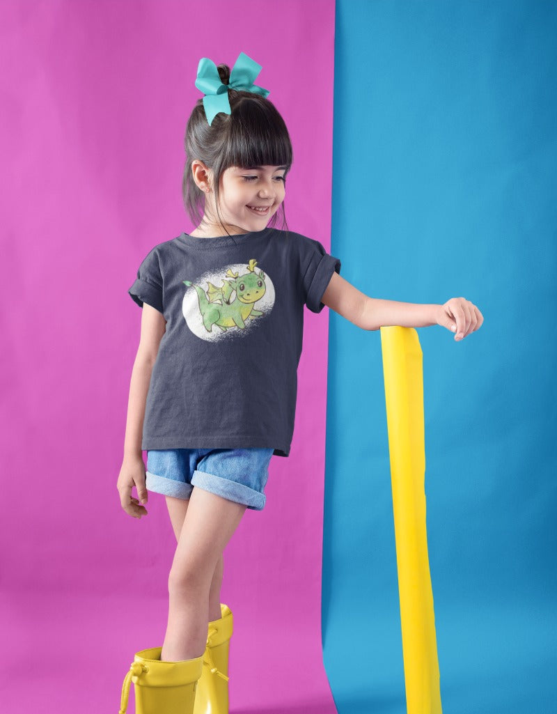 Dragon Cute Wather color T-shirt half sleeve | Girls