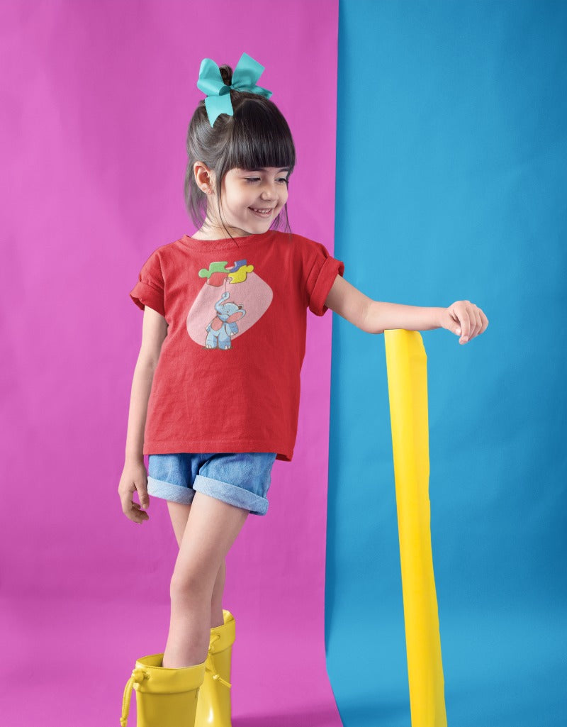 Elephant Puzzle Ballon T-shirt half sleeve | Girls