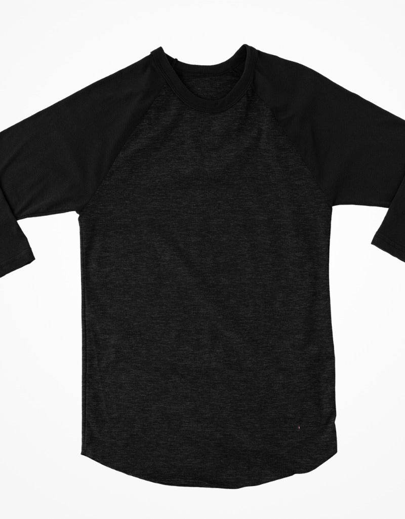 Solid Black | Women's 3/4 th Sleeve T-Shirt