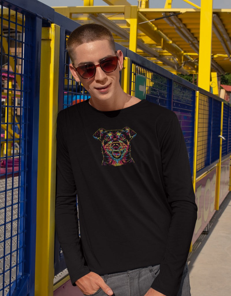 Colorful Dog Face | Men's Full Sleeve T-Shirt