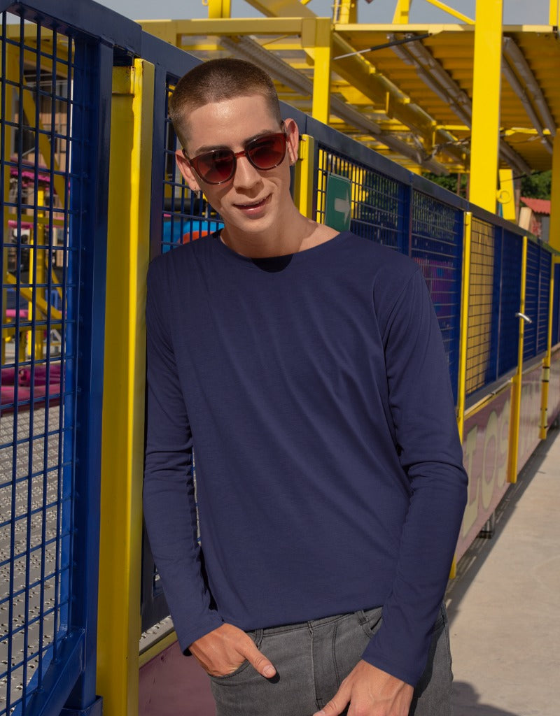 Plain Navy Blue | Men's Full Sleeve T-Shirt