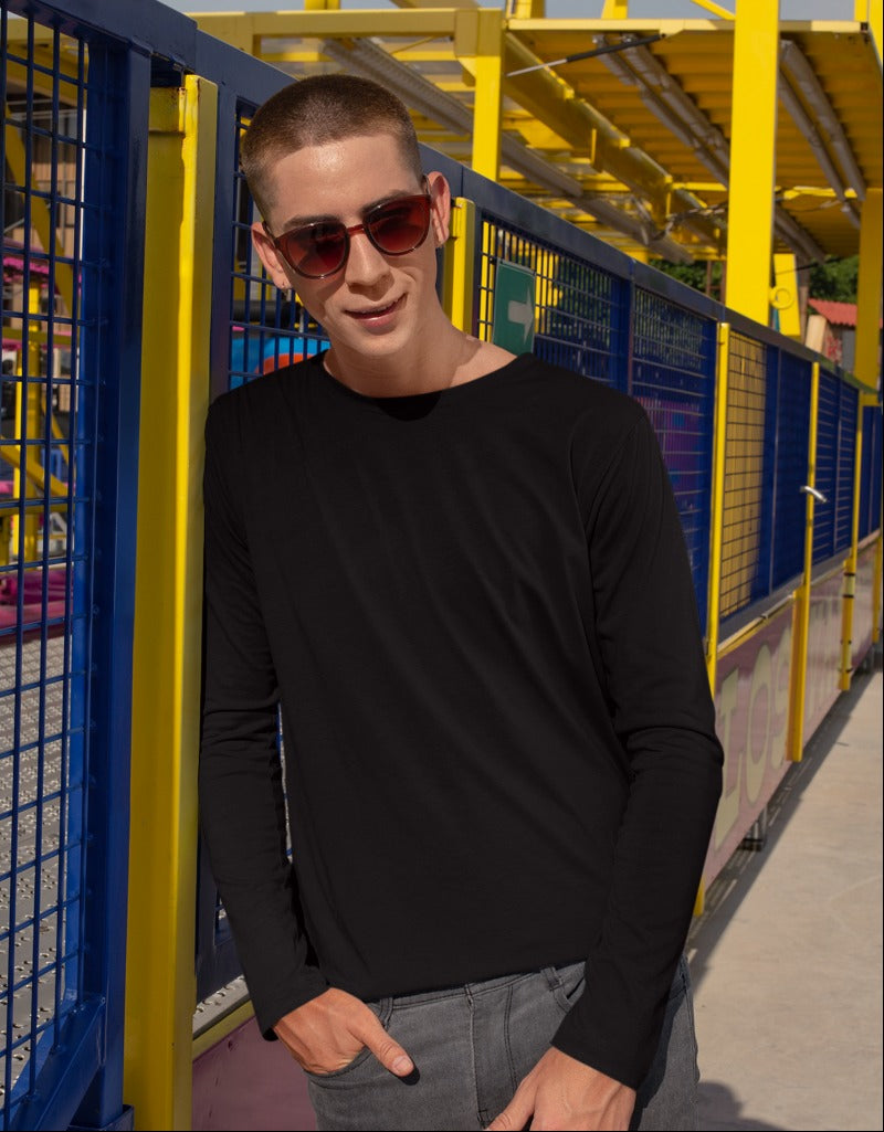 Plain Black | Men's Full Sleeve T-Shirt