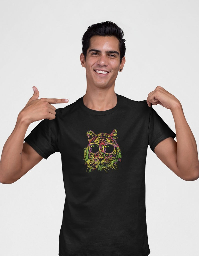 Colorful Tiger with Glasses Animal/Pet Lover | Unisex T-Shirt