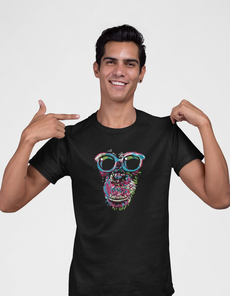 Colorful Chimp With Glasses Tees