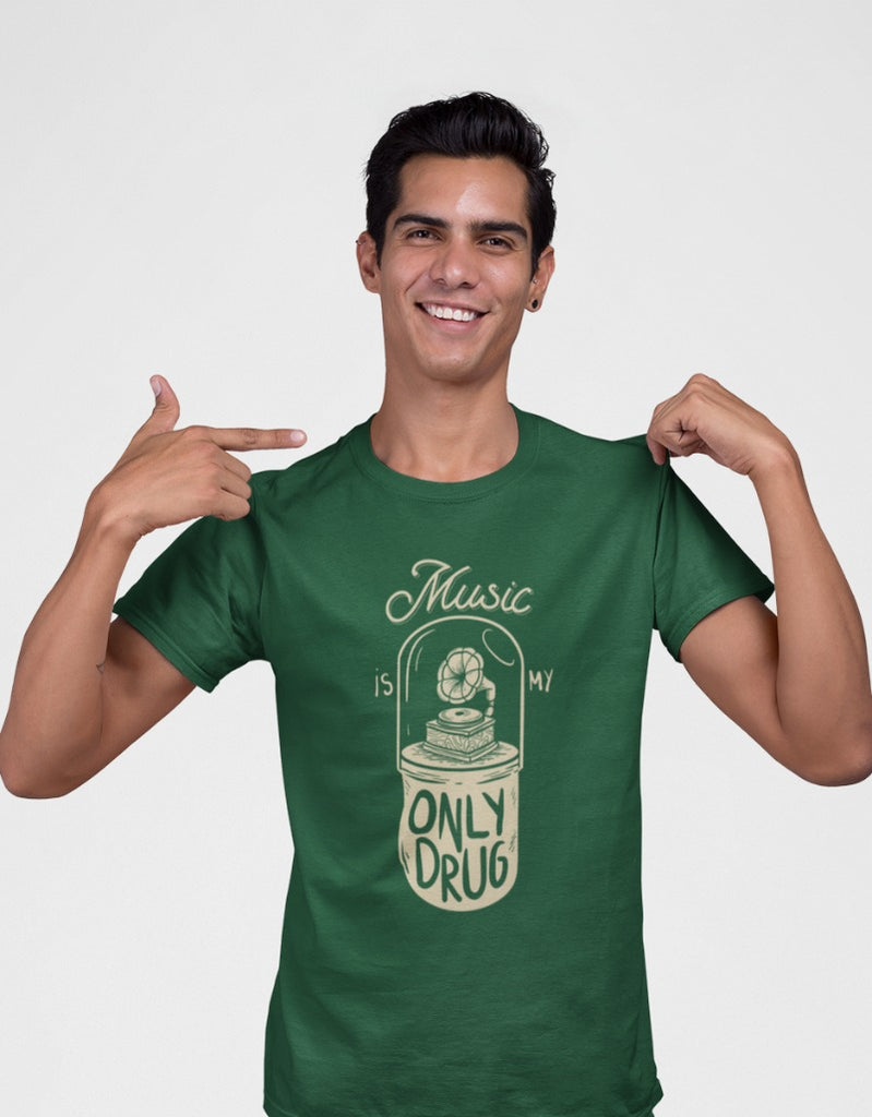 Music is My Only Drug Printed T-shirt