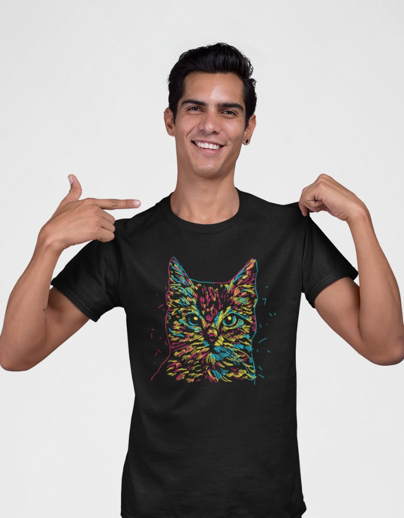 Colorful Cat Head T-shirt