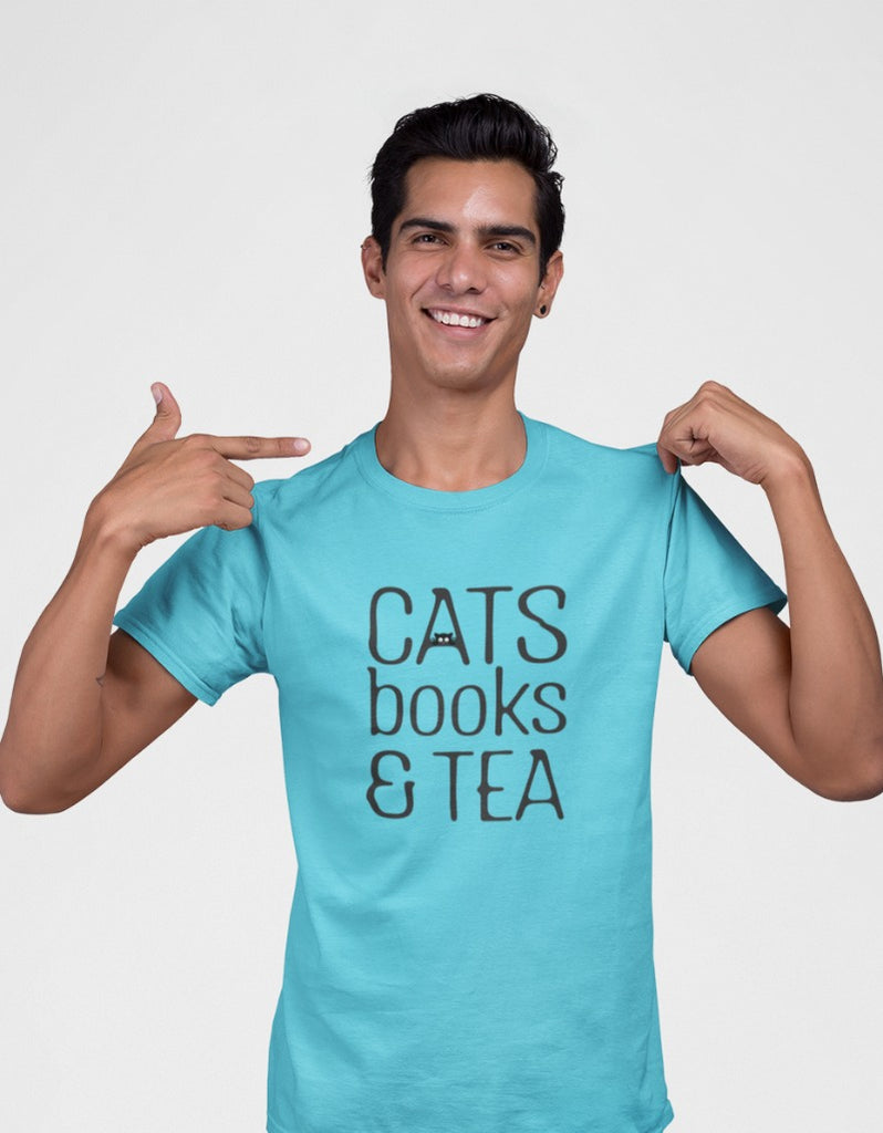 Cat, Books & Tea Printed T-shirts