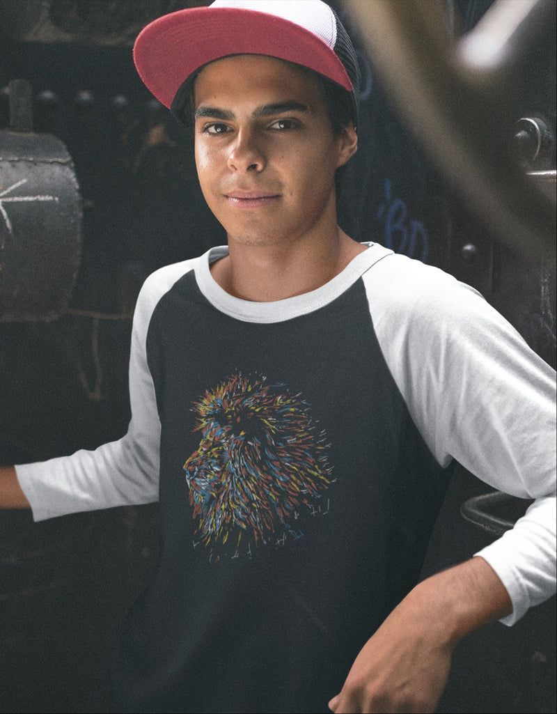 Colorful Lion Head | Men's Raglan T-Shirts