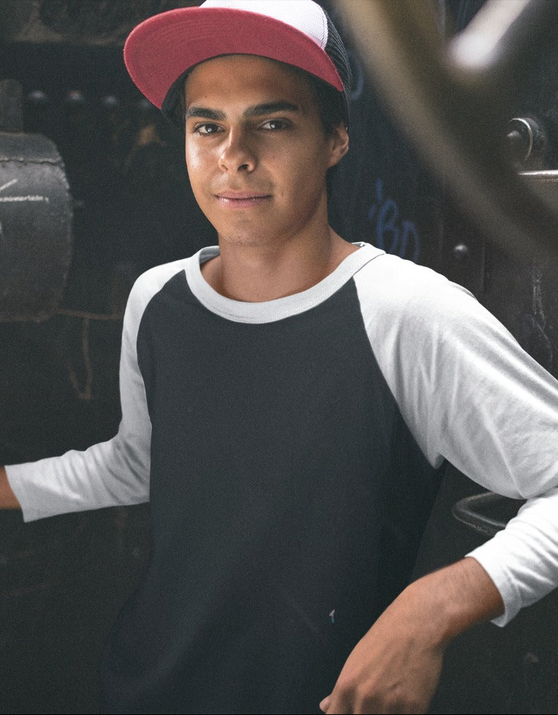 Plain White and Black | Men's Raglan T-Shirts