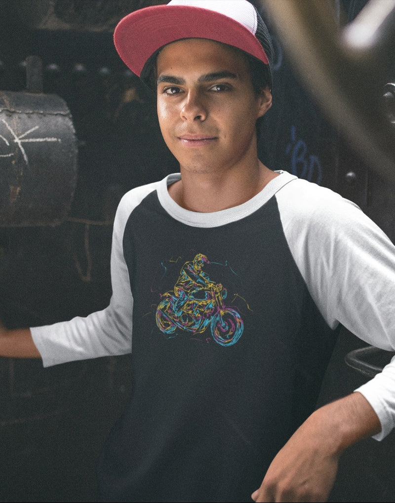 Motorbike Rider Travel | Men's Raglan T-Shirts
