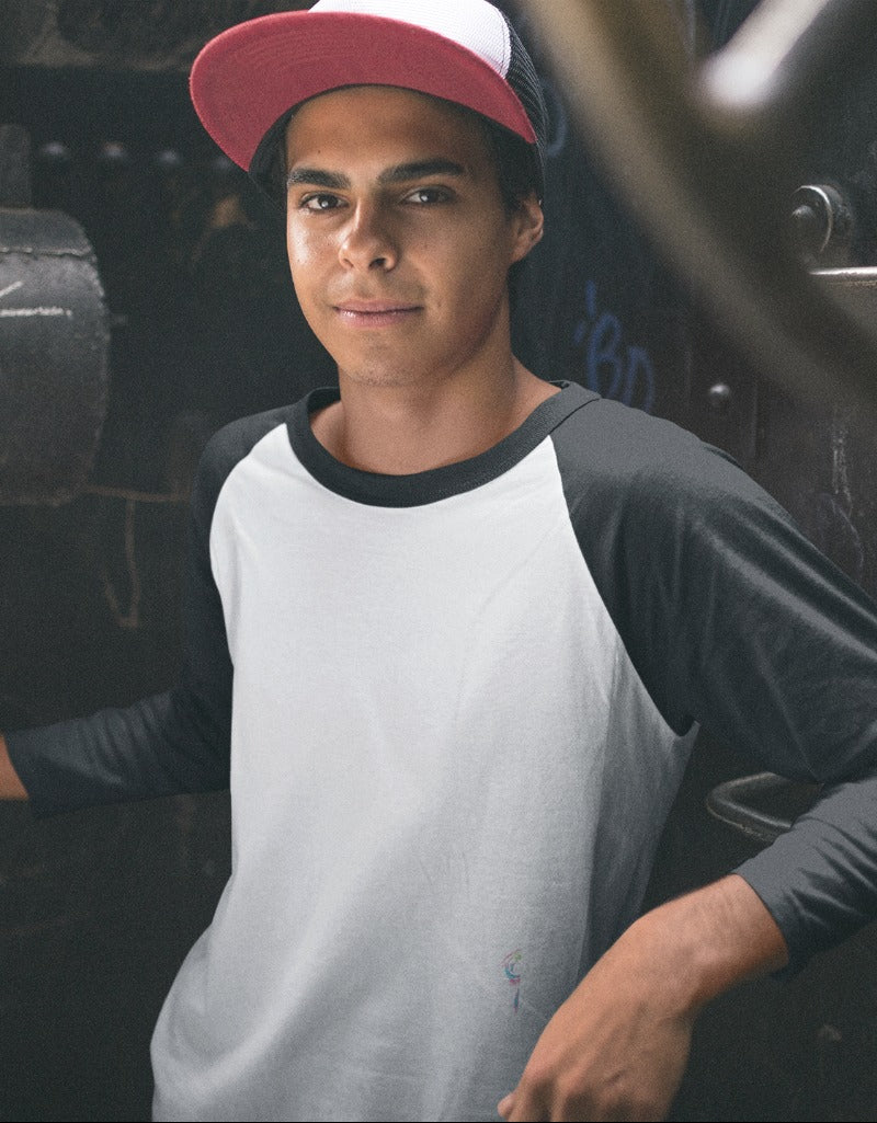Plain Black and White | Men's Raglan T-Shirts