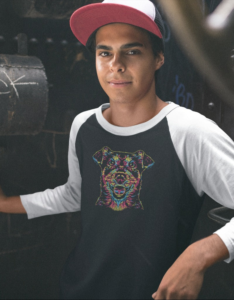 Colorful Dog Face | Men's Raglan T-Shirts