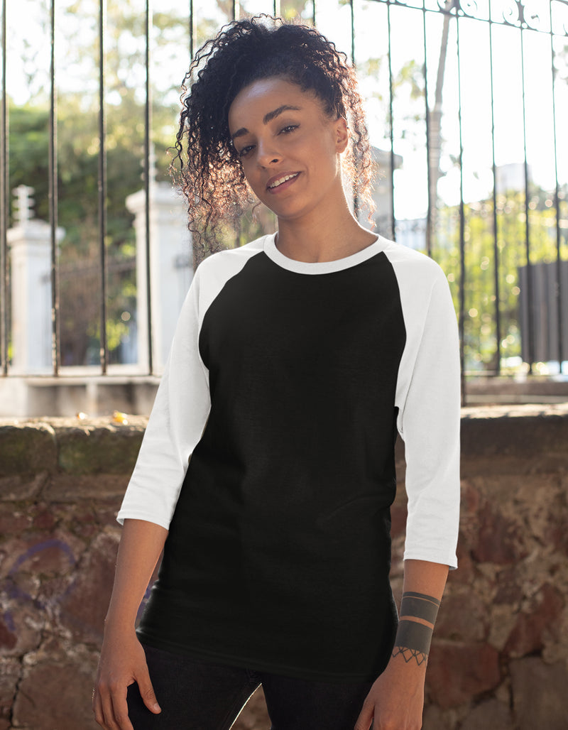 Plain White and Black  | Women's Raglan T-Shirts